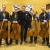 Thilo Andersson mit den Vier EvangCellisten (mit Alexey für den verhinderten Lukas) nach dem 'Cellism-Release-Konzert' innerhalb der 