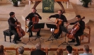 Die Vier EvangCellisten bei ihrem Konzert in der Schinkel-Simultan-Kirche in Althaldensleben 2014 (Foto: Archiv)
